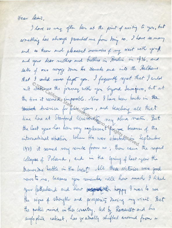 Page 1, Letter to Rüdiger in English, July 1941