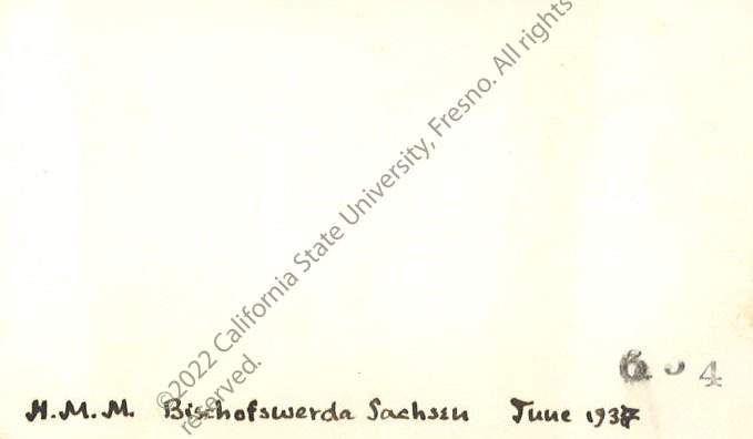 Back, 'M. M. M. Bischofswerda, Sachsen June 1937'