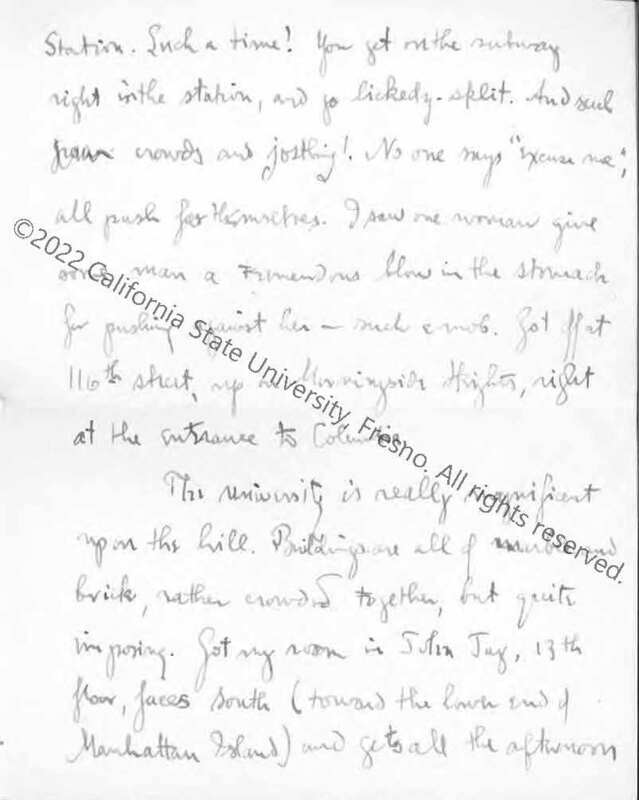 Page 3, Letter to his Mother, September 1934