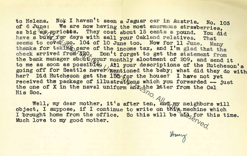 Page 2 (back), Letter to his Mother, June 1949