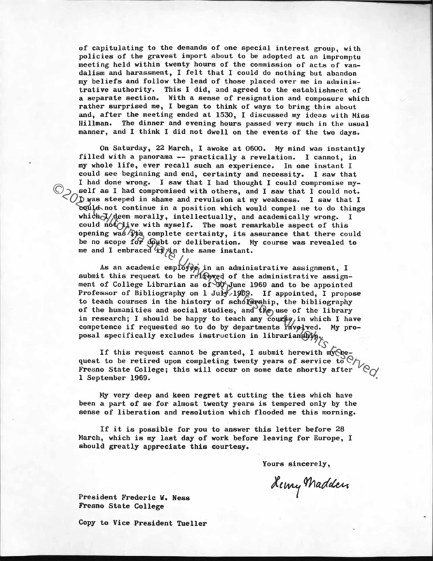 Page 2, Letter to Ness, March 1969